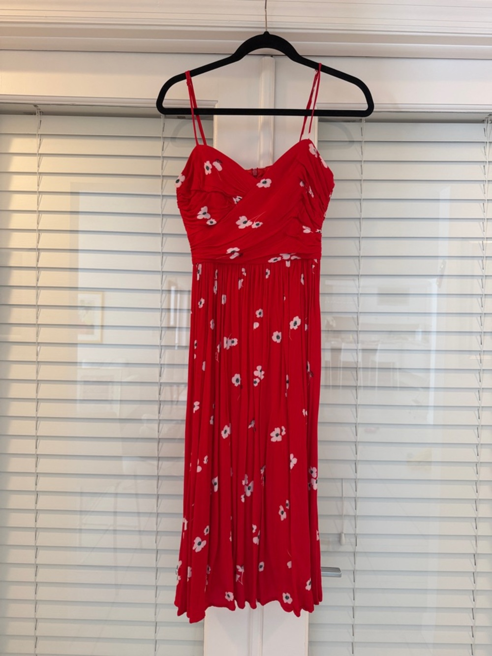 Bardot Red Floral Slip Dress with Spaghetti Straps